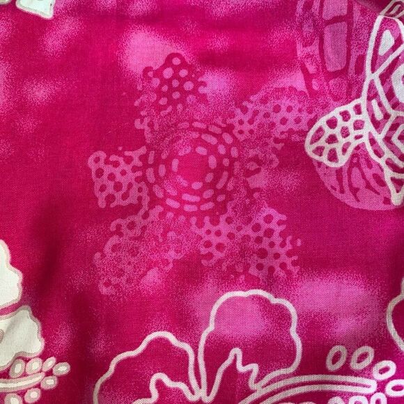 Vintage 90s Mini Dress Hot Pink Tropical Print Floral Slip Dress Fringe Hemmed - Picture 9 of 10